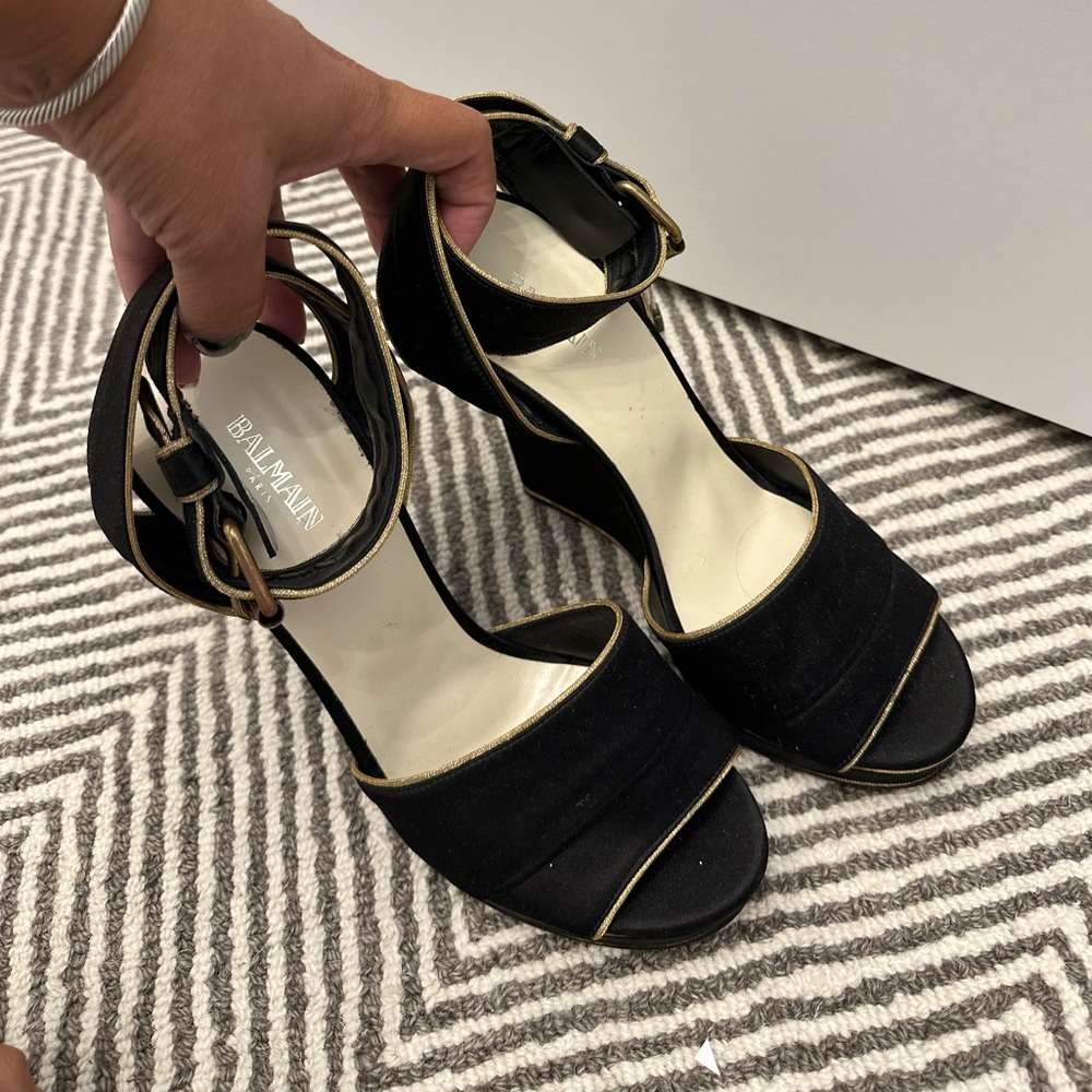 Balmain Gold and Satin shoes